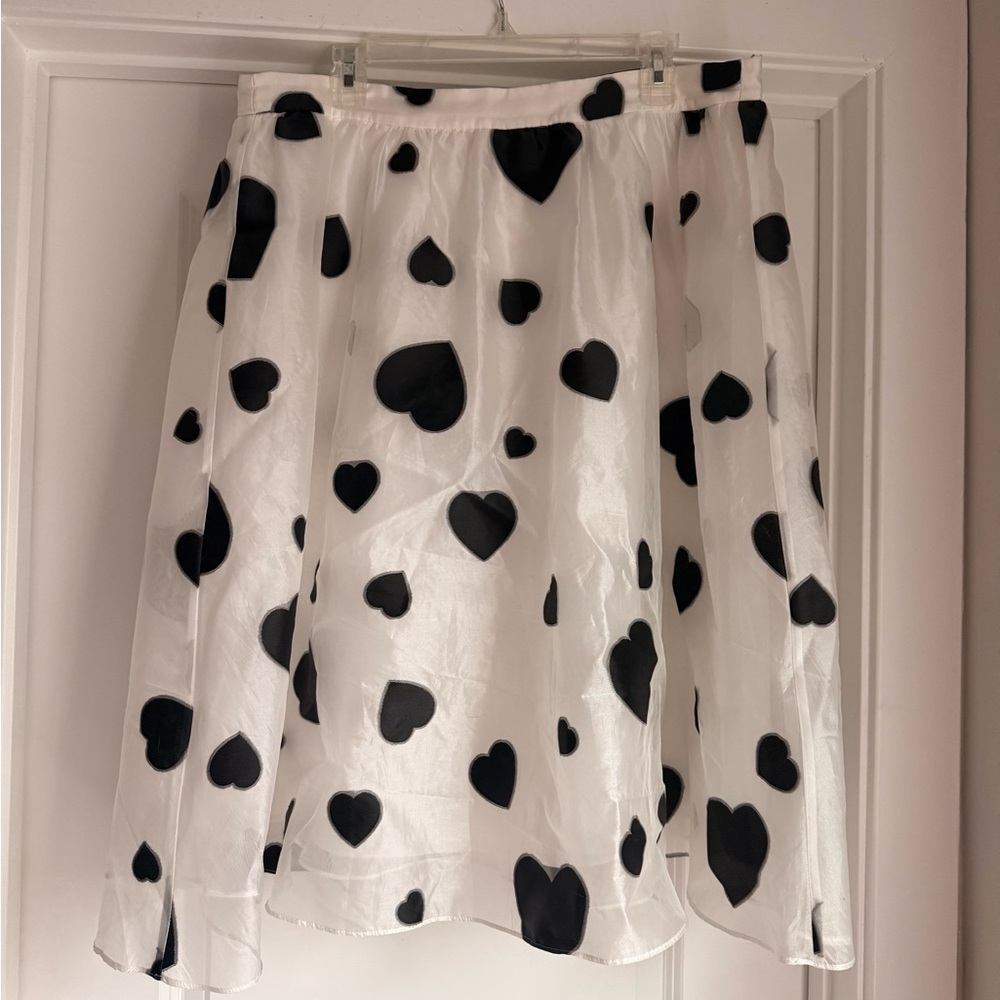 J. Crew Black and White Heart A-Line Skirt